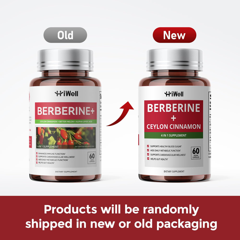 HiWell Berberine bottle and packaging shown for a complete 30-day supply
