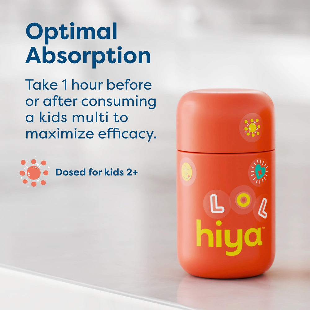Refillable glass bottle for Hiya Iron+ Kids with easy reuse