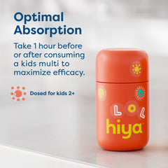 Refillable glass bottle for Hiya Iron+ Kids with easy reuse