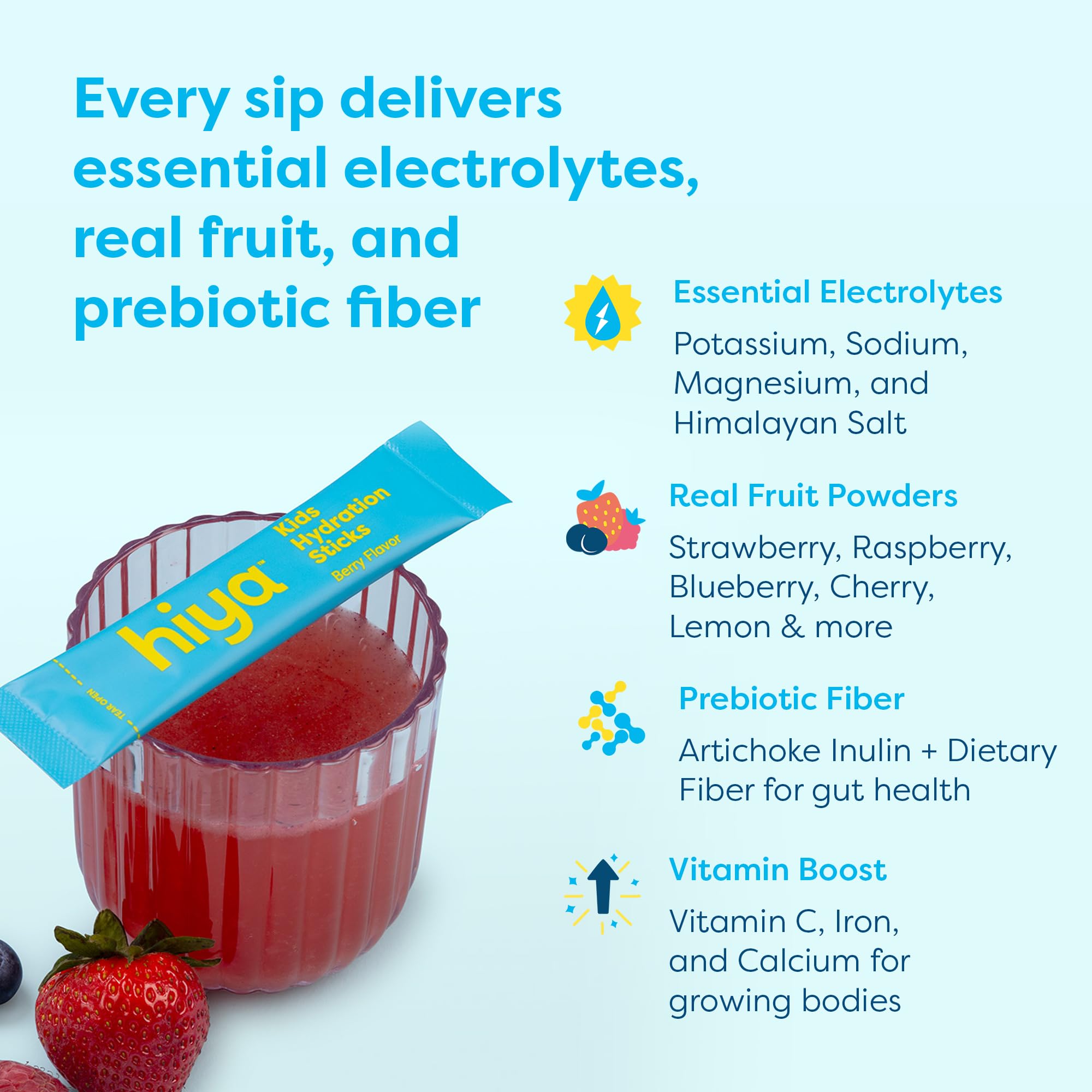HIYA hydration sticks ready to mix in a reusable bottle.