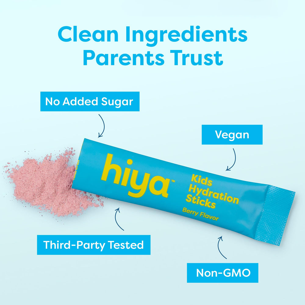 HIYA hydration powder dissolves quickly in water for fast refreshment.