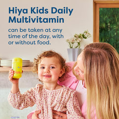 Hiya Kids Multivitamin stickers included with refillable glass bottle.