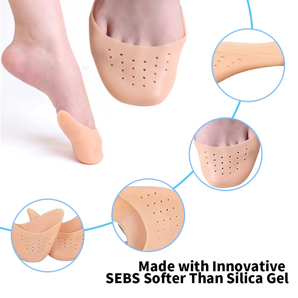 Breathable gel toe pads keep feet cool during long practice sessions.