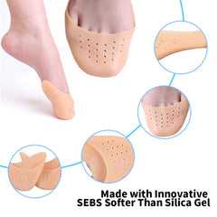 Breathable gel toe pads keep feet cool during long practice sessions.