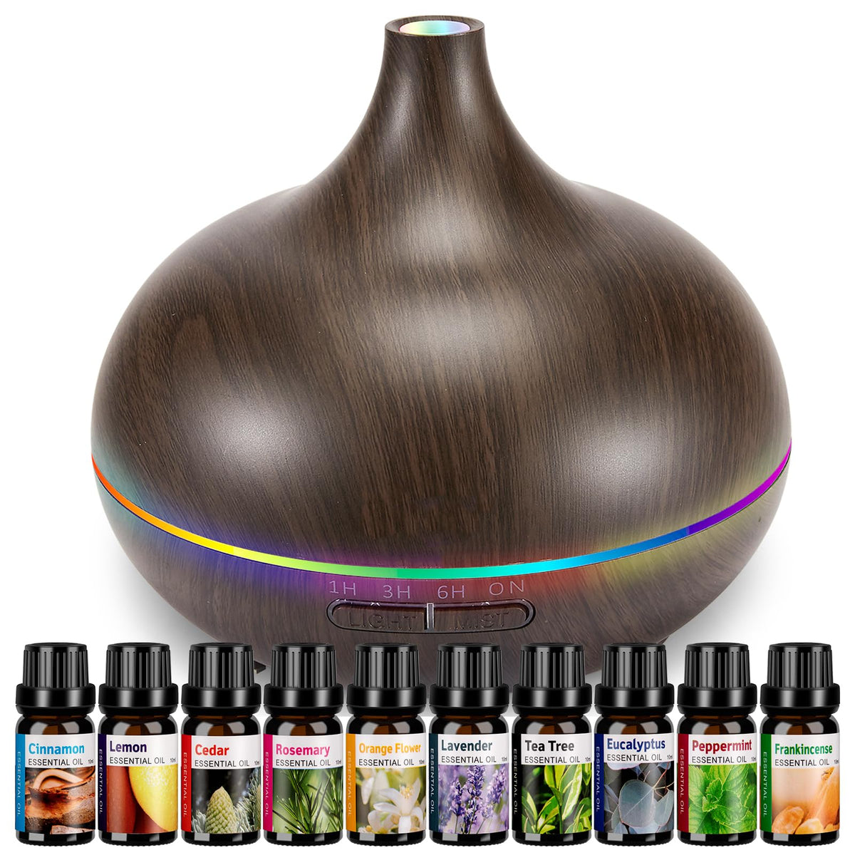 HLS aromatherapy diffuser wood-grain finish with 550ml capacity for large rooms