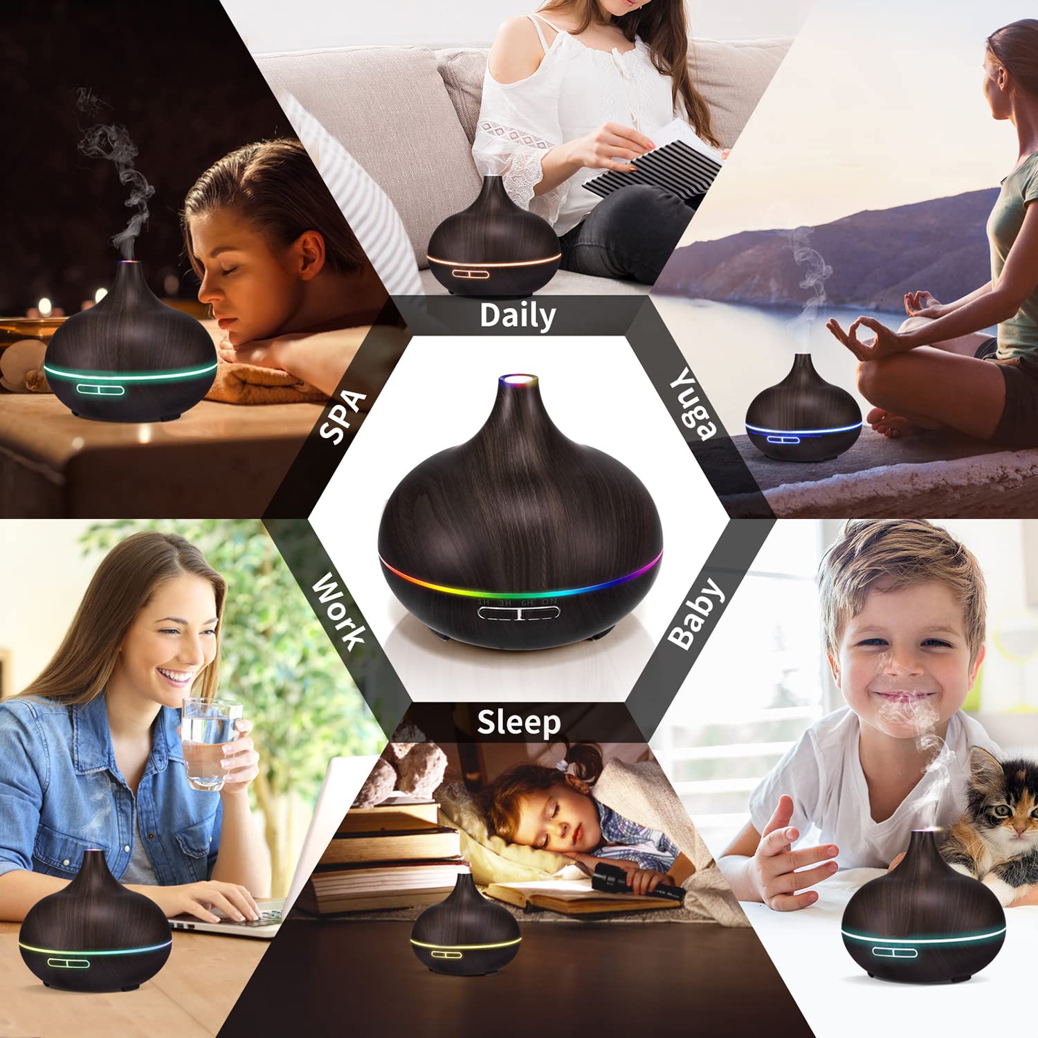 HLS ultrasonic mist diffuser delivering delicate fragrance quietly