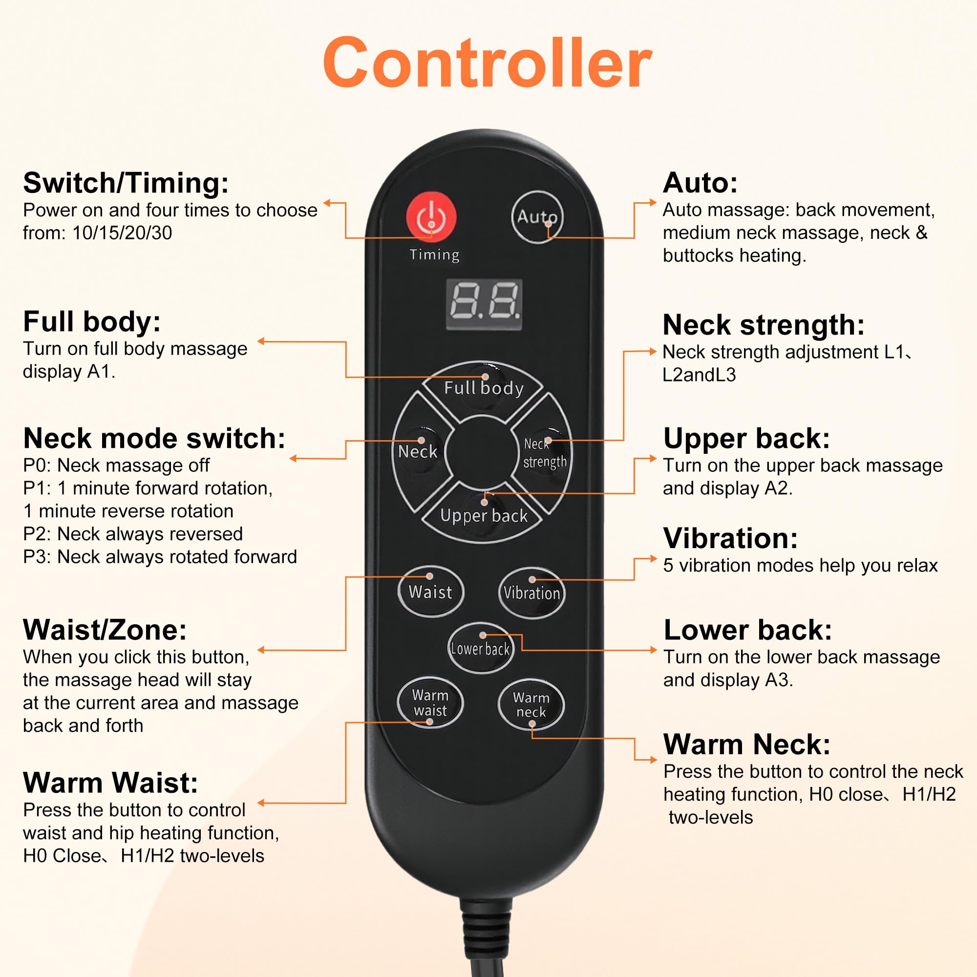 hlthsky back massager heat therapy areas provide soothing warmth