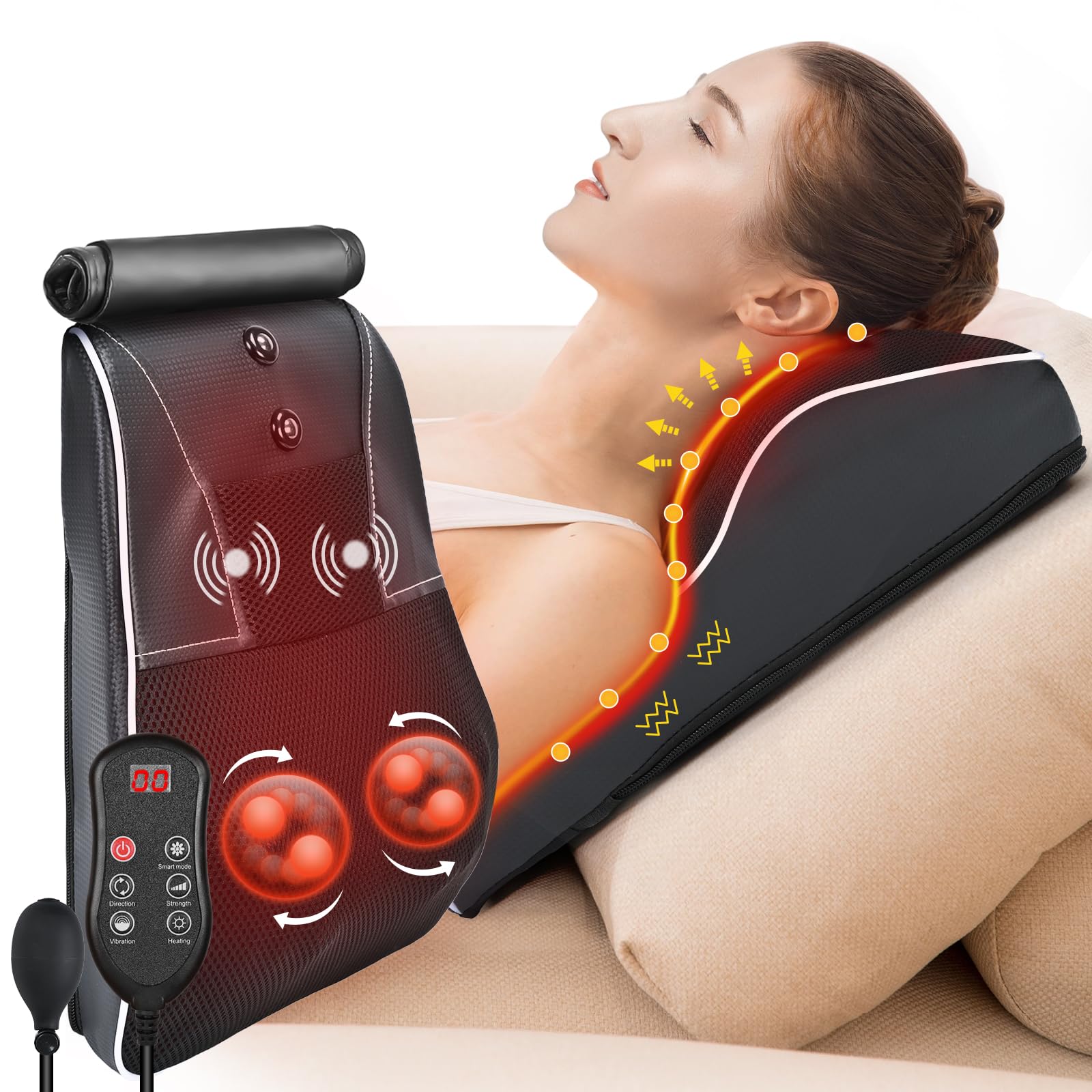Hlthsky Shiatsu neck massager with heat focuses on the neck for soothing relief.