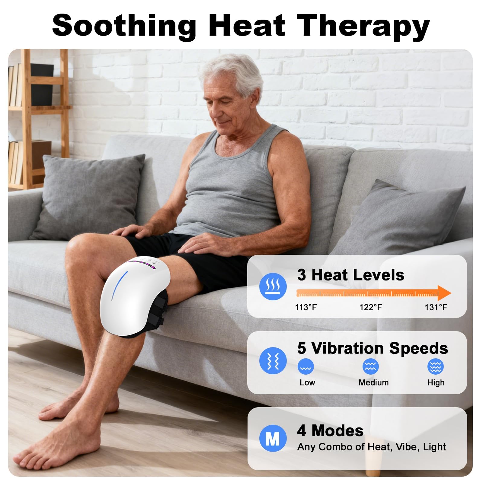 HLTHZONE cordless knee massager with long battery for extended use.