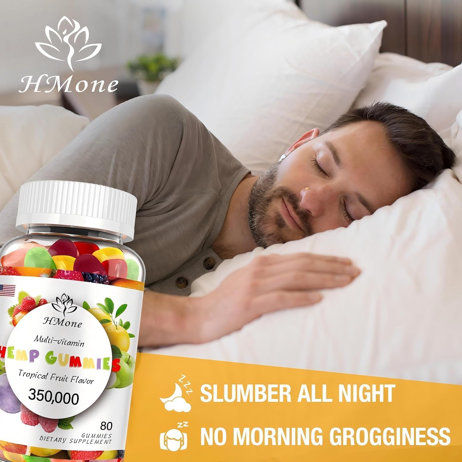HMone hemp gummies ingredients highlight including hemp extract and nutrients.