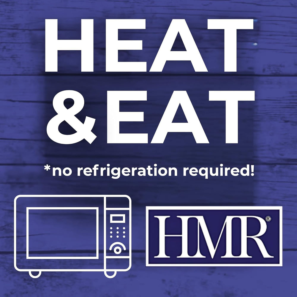 HMR Microwave heat step, simple instruction for quick heating and serving.