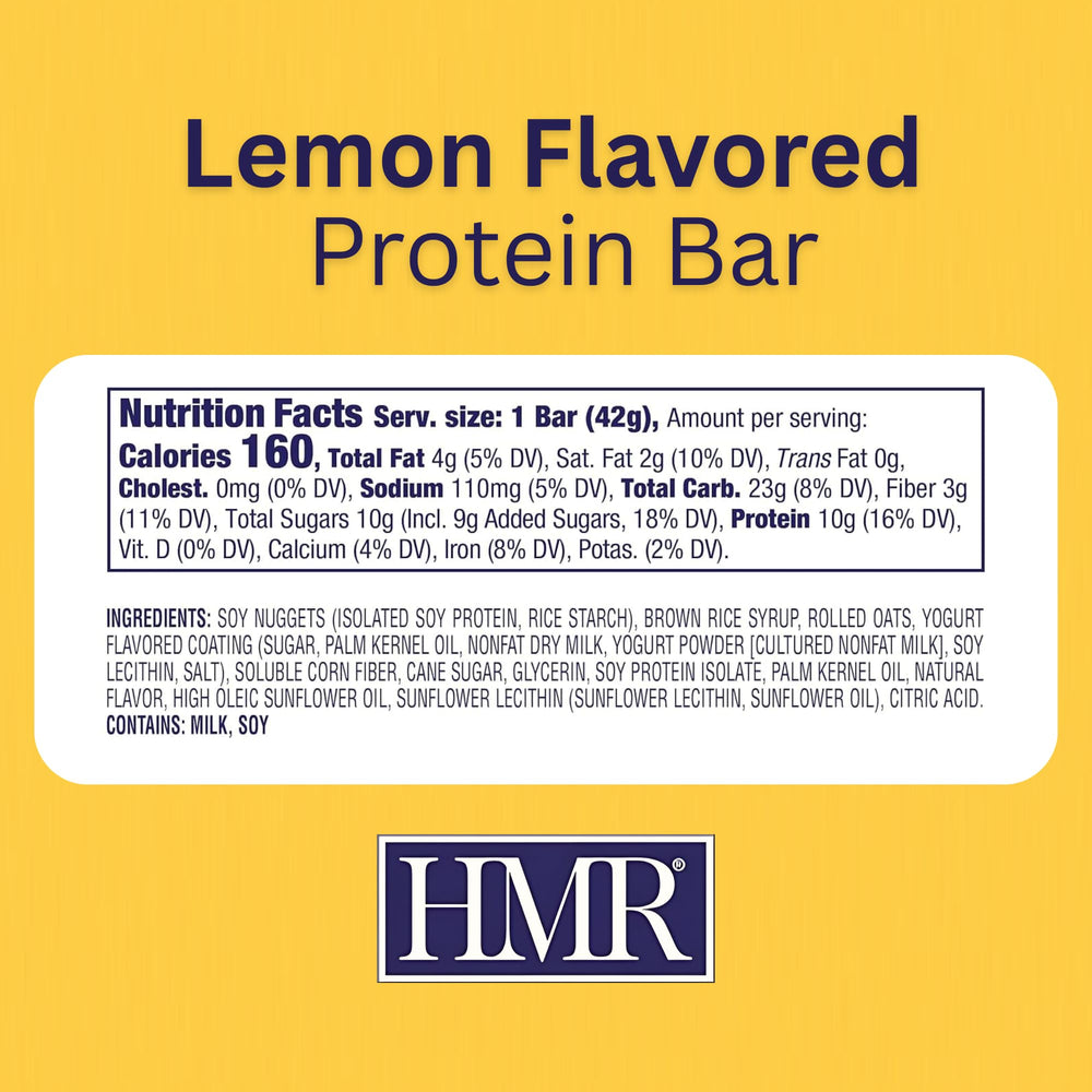 HMR Lemon Bar close-up with yogurt icing highlighting tasty protein boost