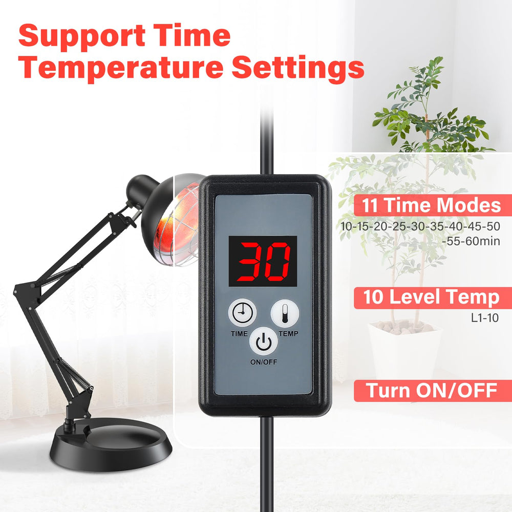 Hoakya 150W infrared bulb with stand supports stable, hands-free warm relief.
