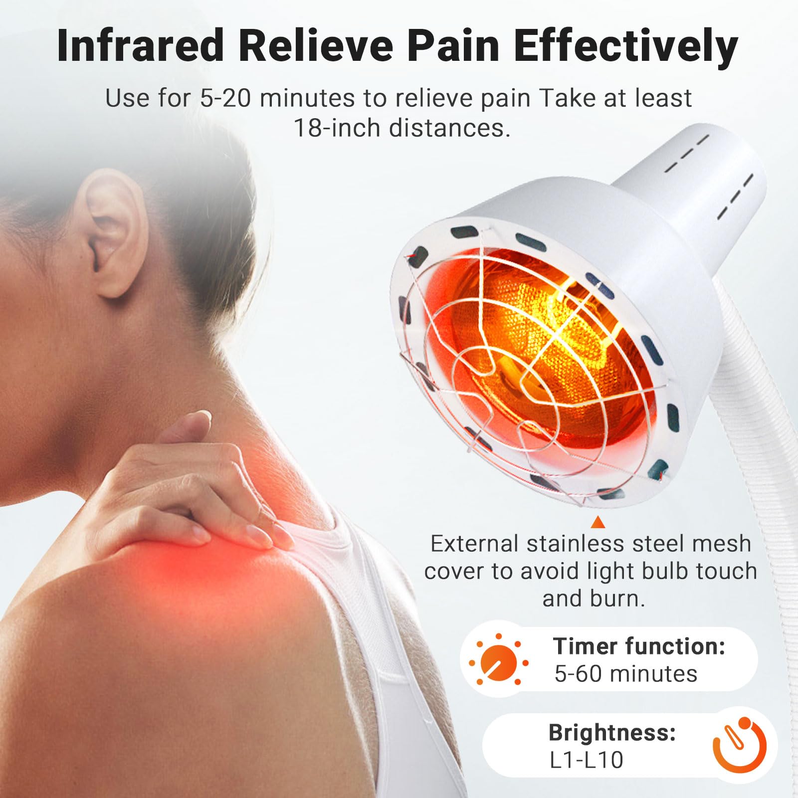 Hoakya infrared lamp head tilt enabling precise red and near infrared exposure.