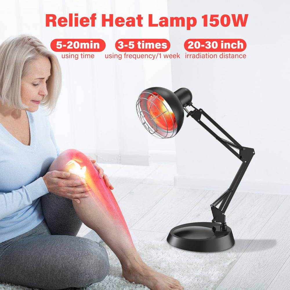 Hoakya infrared light therapy lamp tilt-adjustable neck enables precise warm therapy sessions.