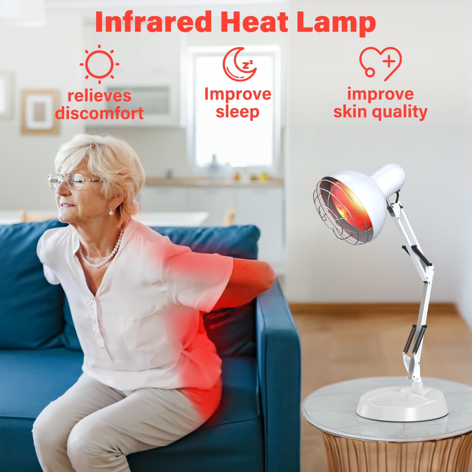 Hoakya Near Infrared Lamp distance guide ensures safe use.