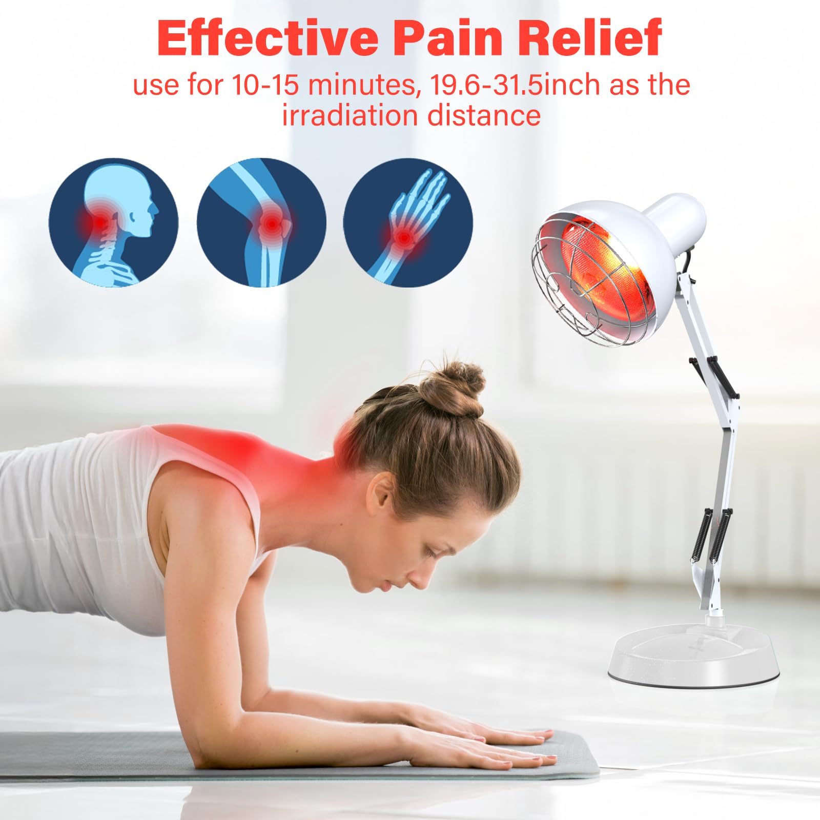 Hoakya Near Infrared Lamp neck-adjustment enables precise direction for targeted warmth.