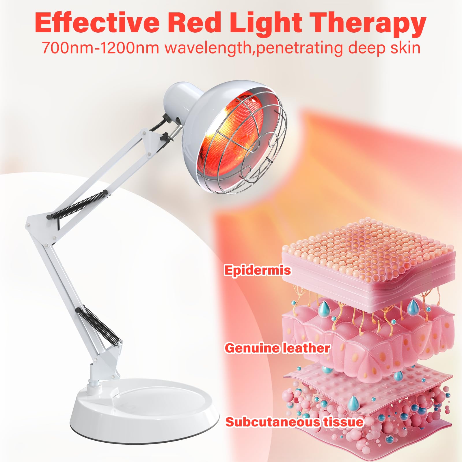 Hoakya Near Infrared Lamp tiltable head targets shoulders and back.