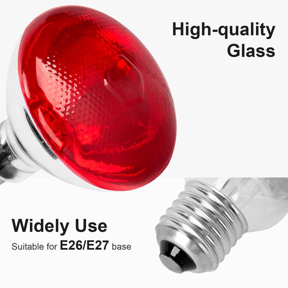 Hoakya red glass bulb in E26/E27 socket provides reliable daily heating.