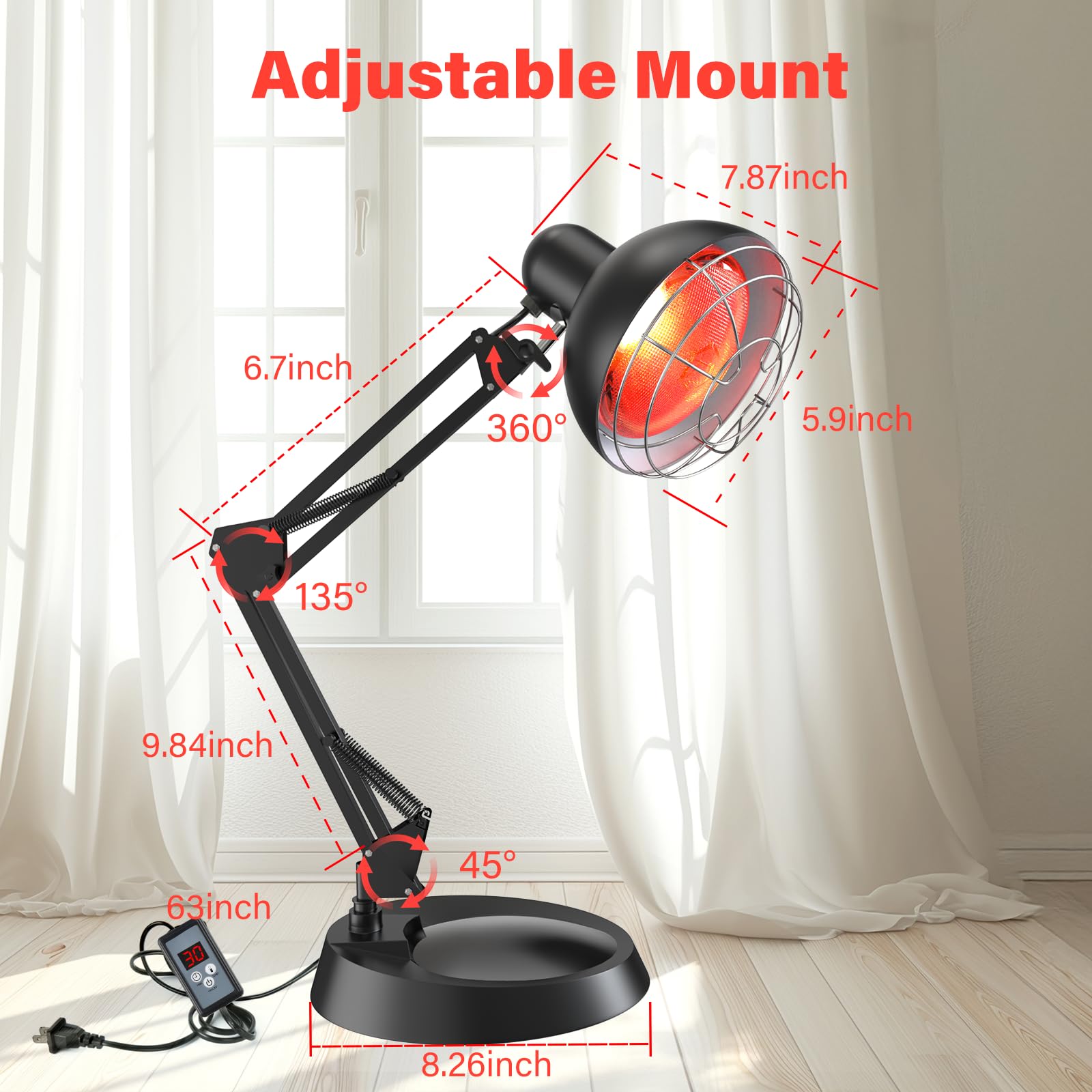 Hoakya infrared light therapy lamp covers a wide area for joint comfort.