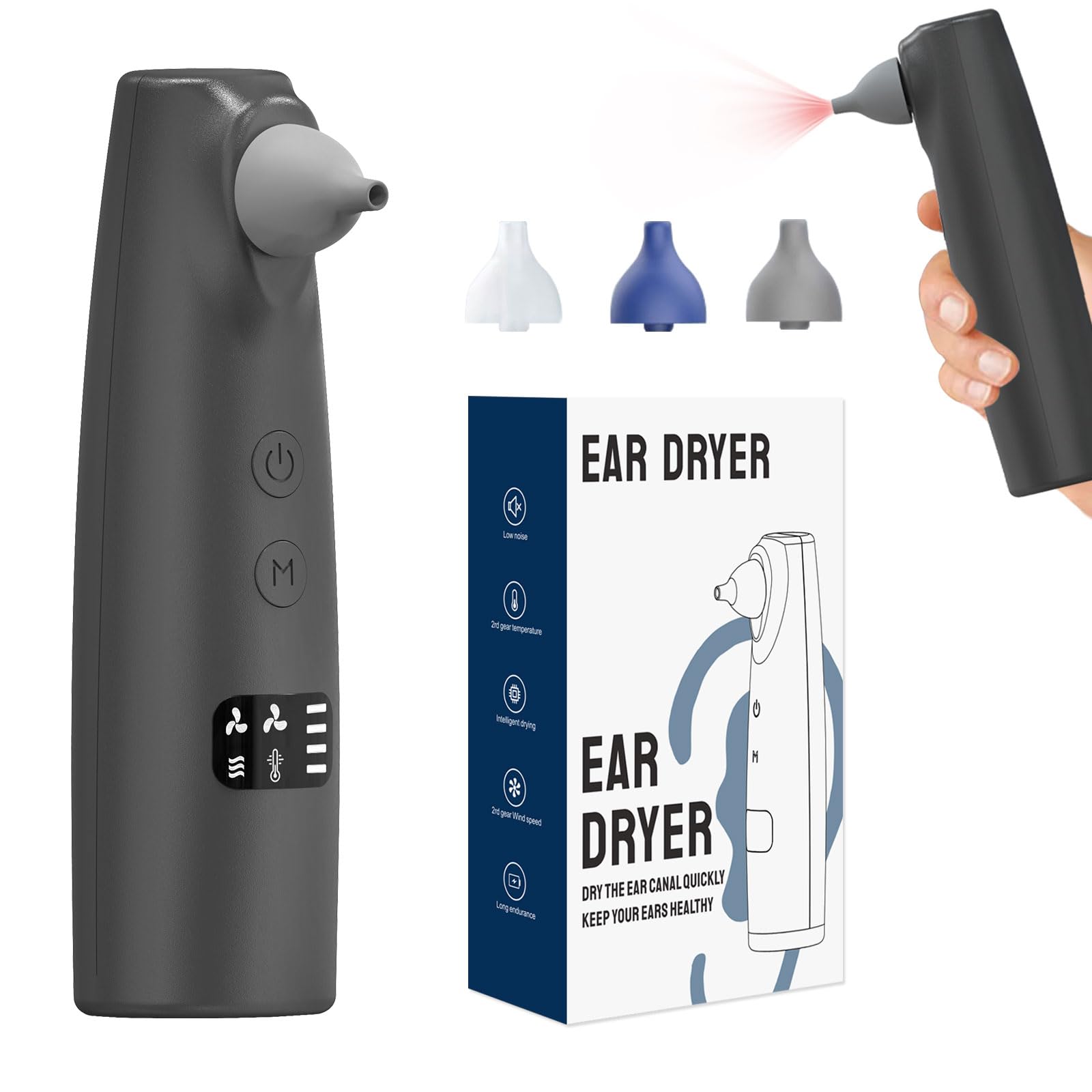 Hobcoyrs ear-drier front view shows compact, travel-friendly design for everyday use.