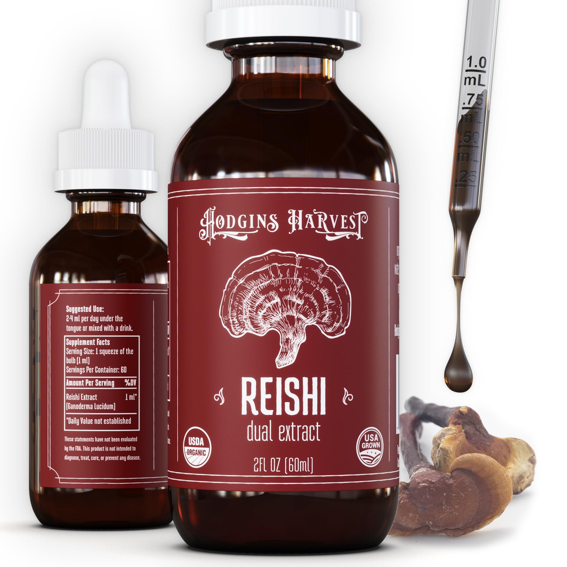 Hodgins Harvest Reishi tincture bottle for daily wellness