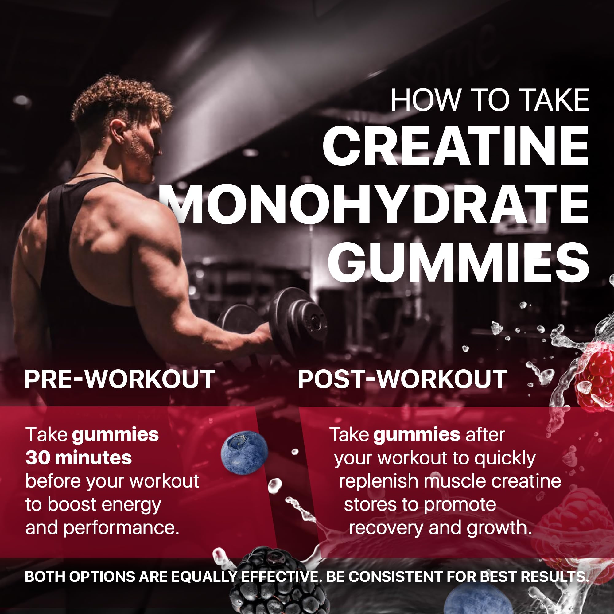 Hofnie creatine monohydrate gummies pack back shows nutrition facts and clean ingredient list.