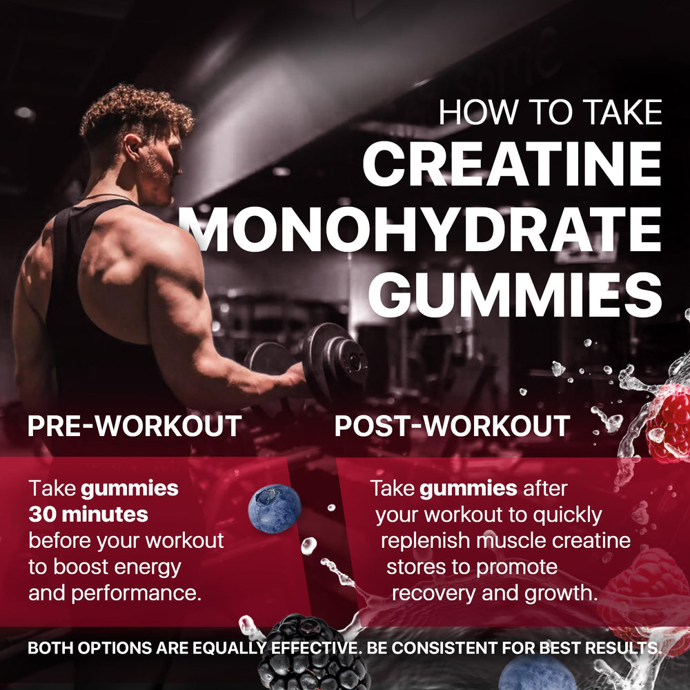 Hofnie creatine monohydrate gummies pack back shows nutrition facts and clean ingredient list.