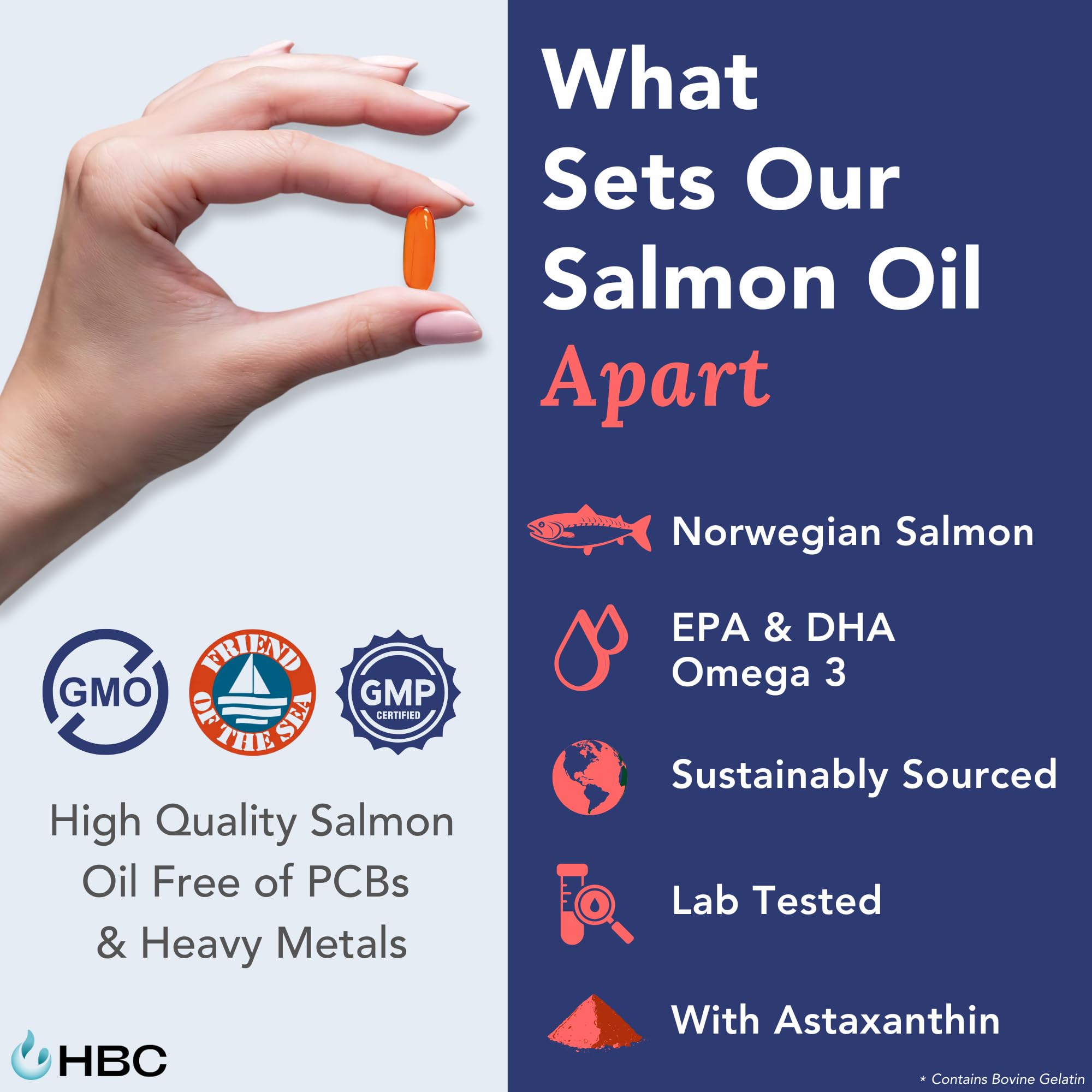 Hofseth BioCare Omega-3 capsules up close for easy swallowing and consistent daily intake.