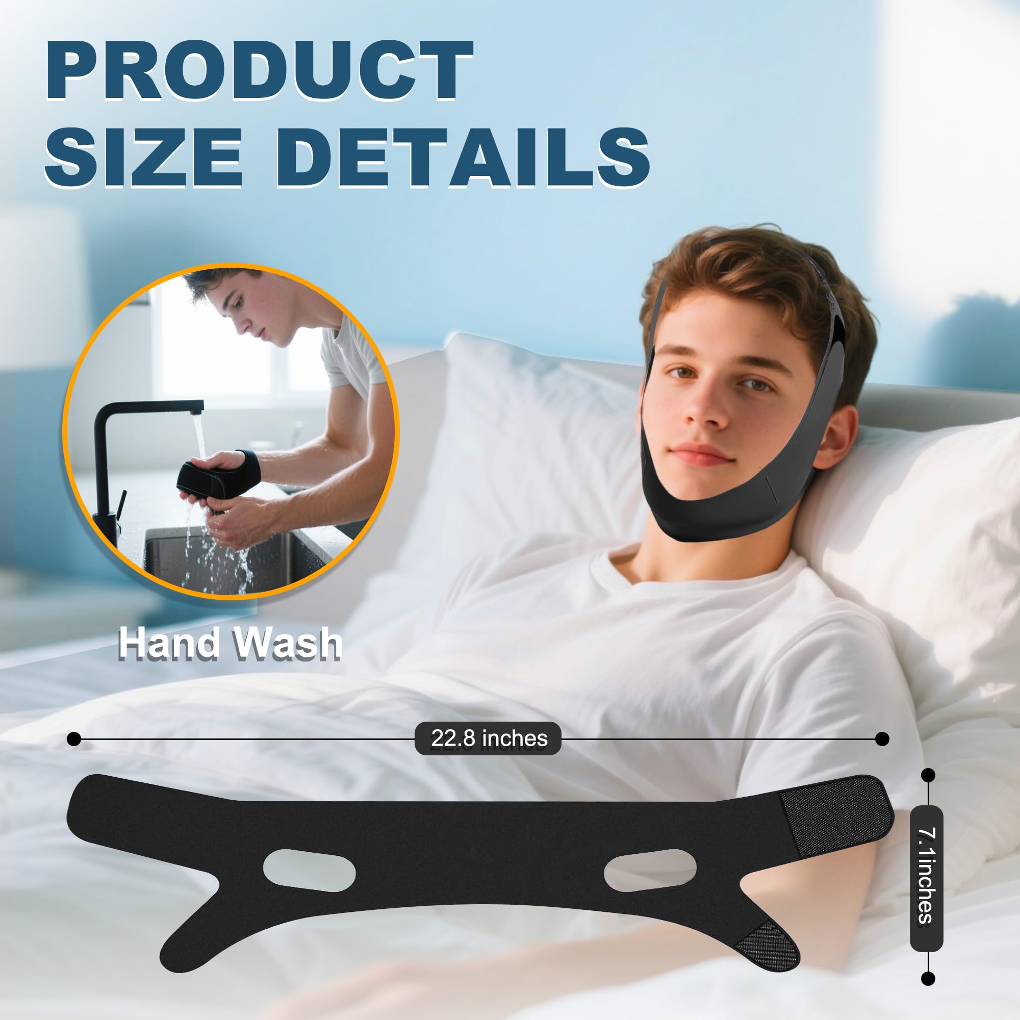 Holinee chin strap durable, easy-clean fabric for repeated use.