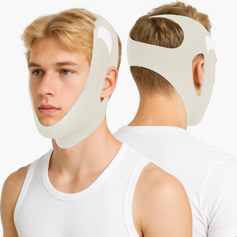 Holinee chin strap front view with breathable fabric and adjustable fit.