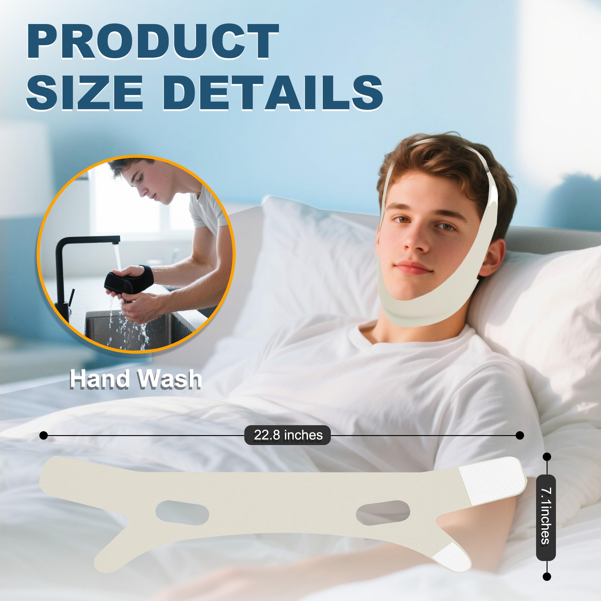 Holinee chin strap secure for side and back sleepers.