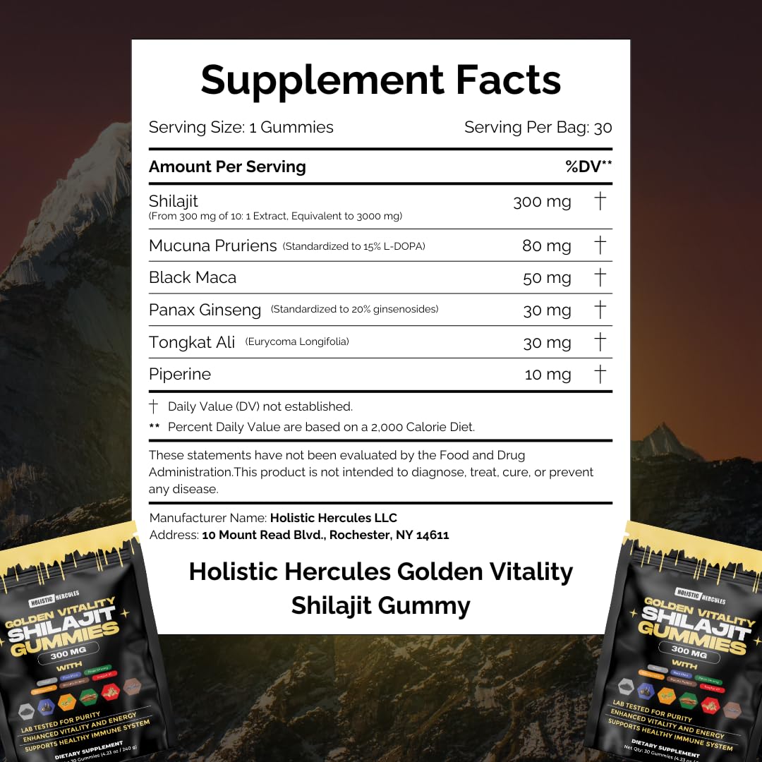 Holistic Hercules Vegan Non-GMO Sugar-Free Gummies packaging display.