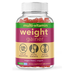Holistic MD Gainer Gummies bottle front view emphasizes convenient daily nutrition