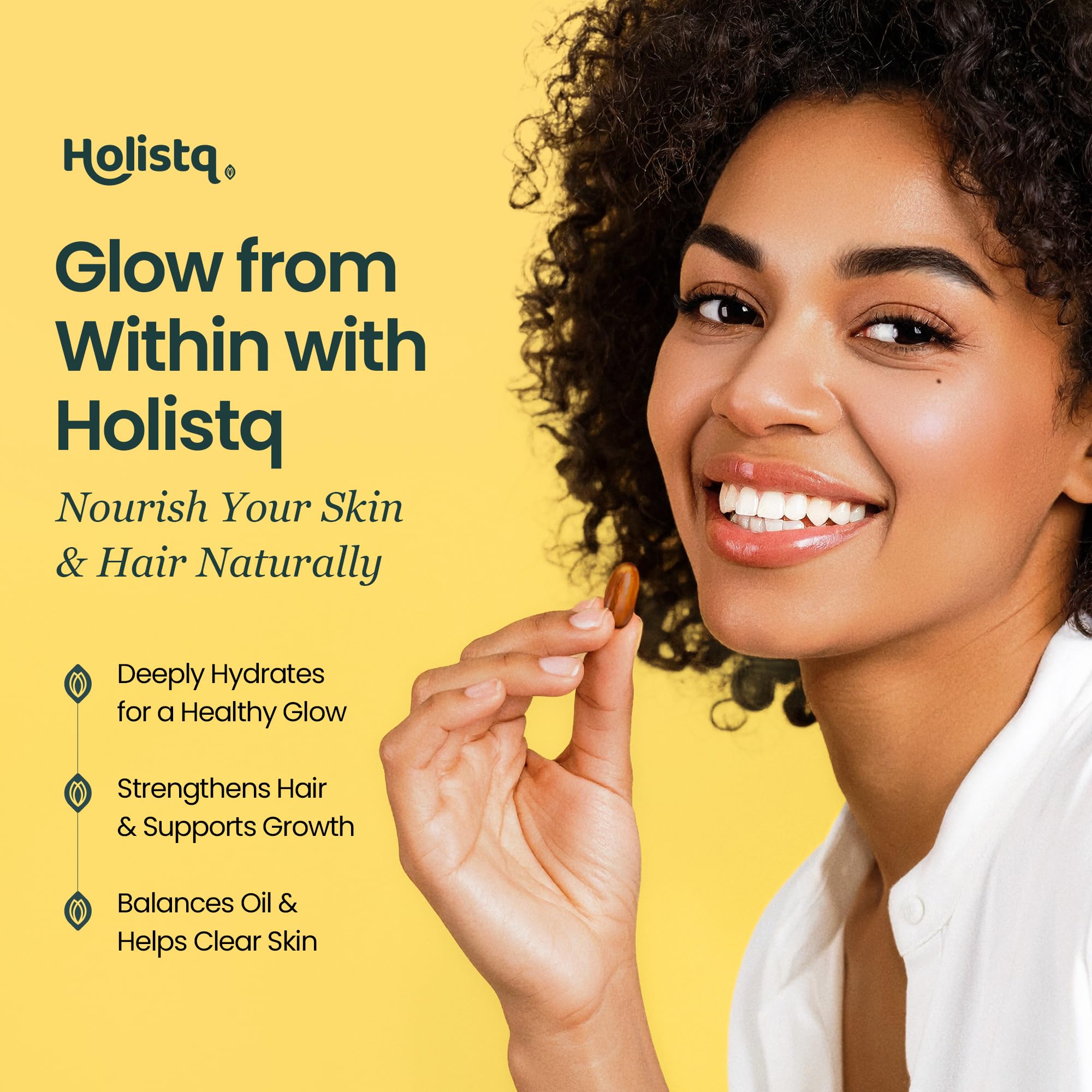 HOLISTQ immune support capsules in bottle emphasizing wellness potential.