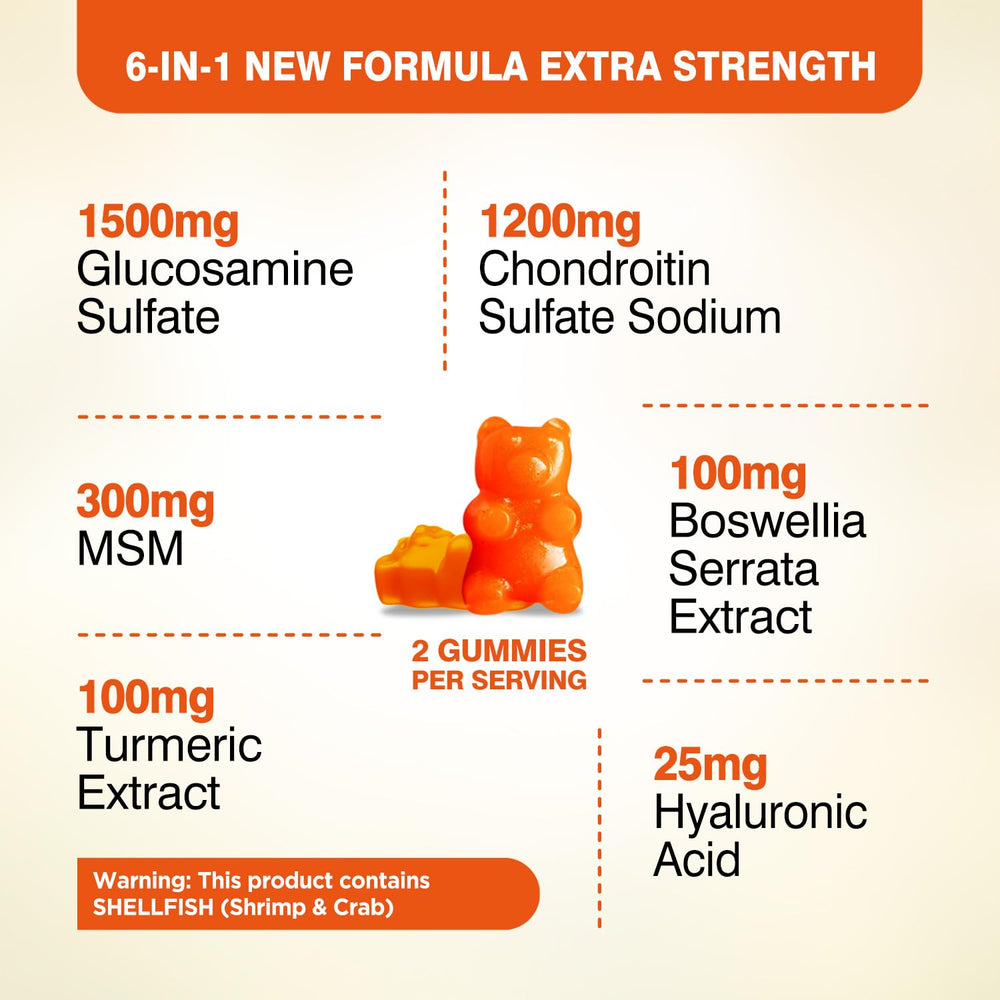 HOLLEGEND Glucosamine Chondroitin Gummies bottle-back with clean ingredients