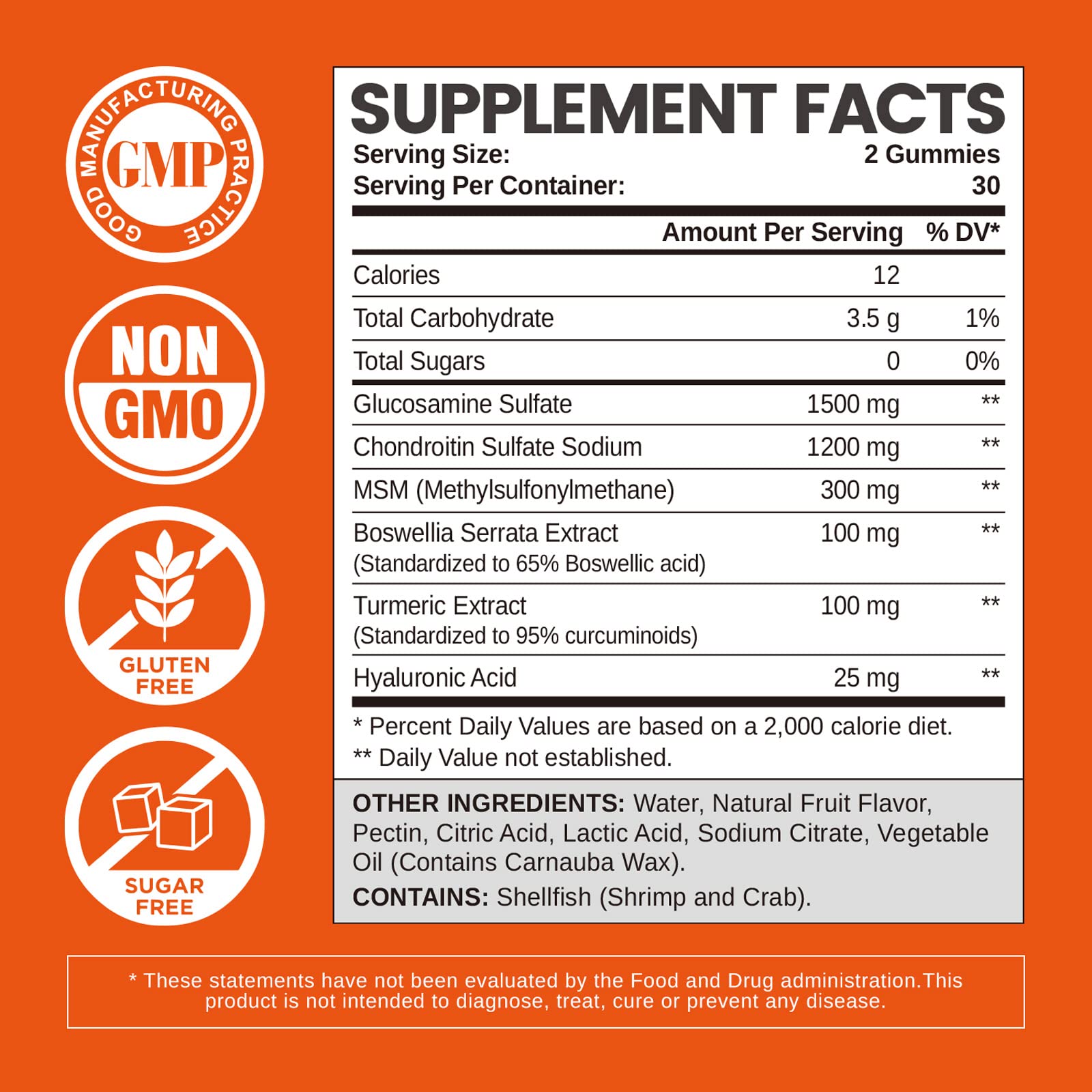 HOLLEGEND Glucosamine Chondroitin Gummies bottle-front showcasing sugar-free formula