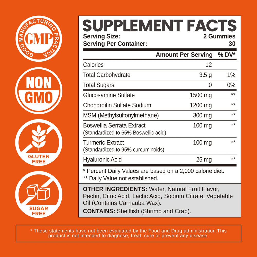 HOLLEGEND Glucosamine Chondroitin Gummies bottle-front showcasing sugar-free formula