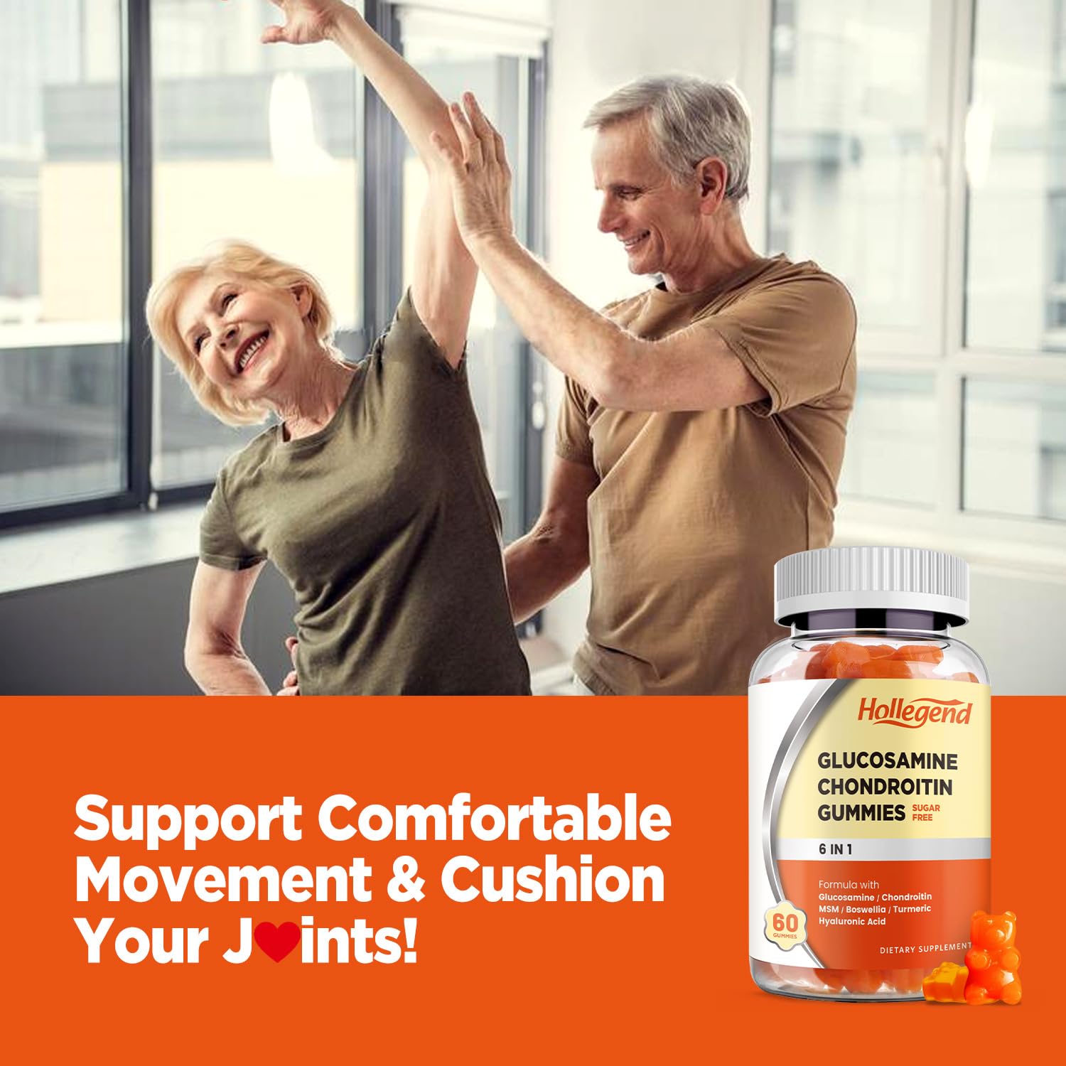 HOLLEGEND Glucosamine Chondroitin Gummies two-per-day serving suggestion