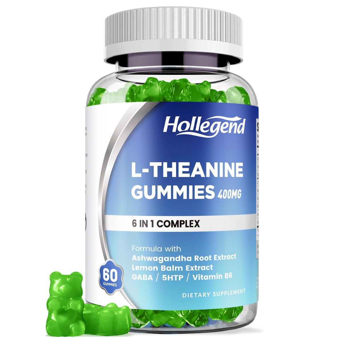 HOLLEGEND L-Theanine Gummies bottle with lemon flavor for calm focus