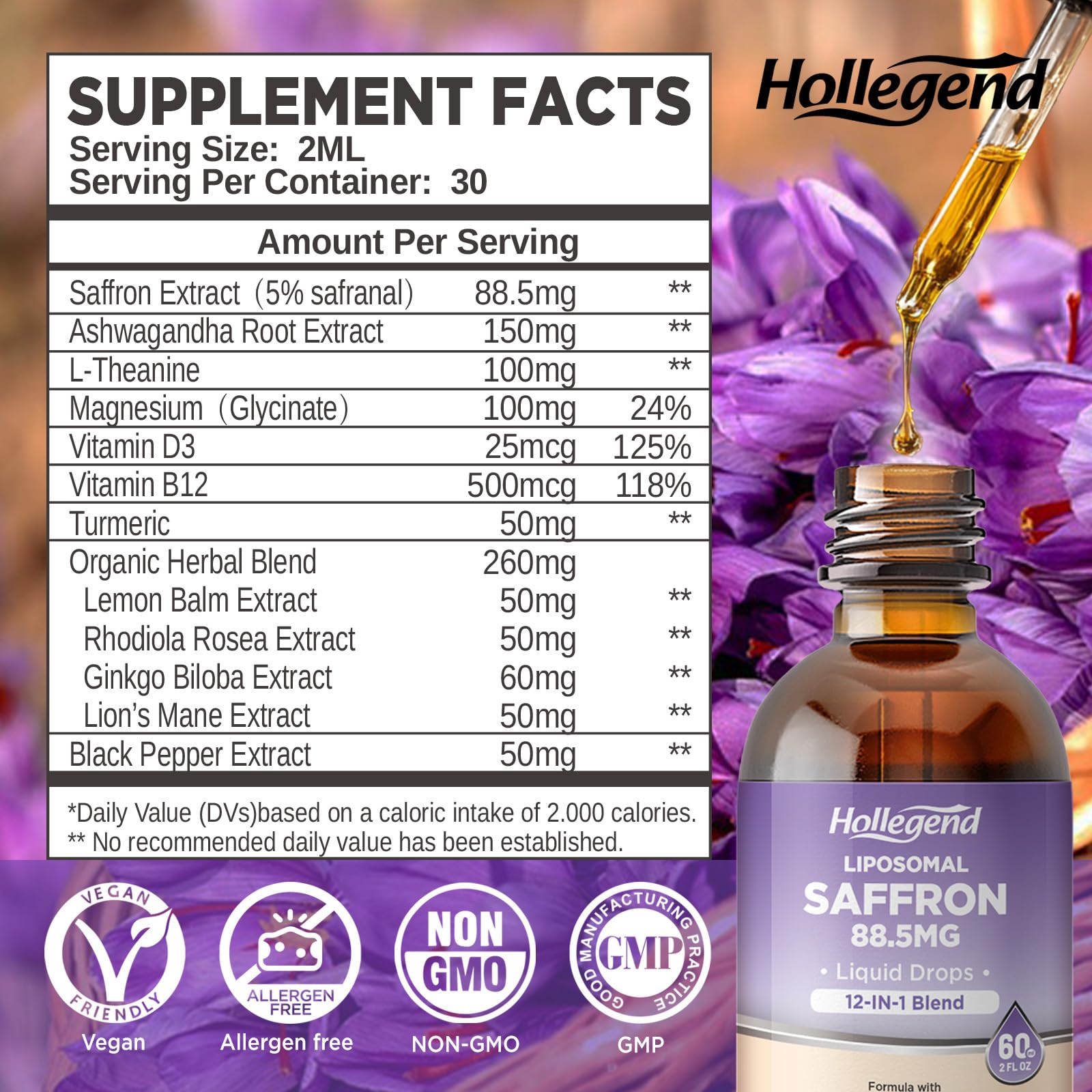 HOLLEGEND saffron jar with glass of water for a simple daily routine