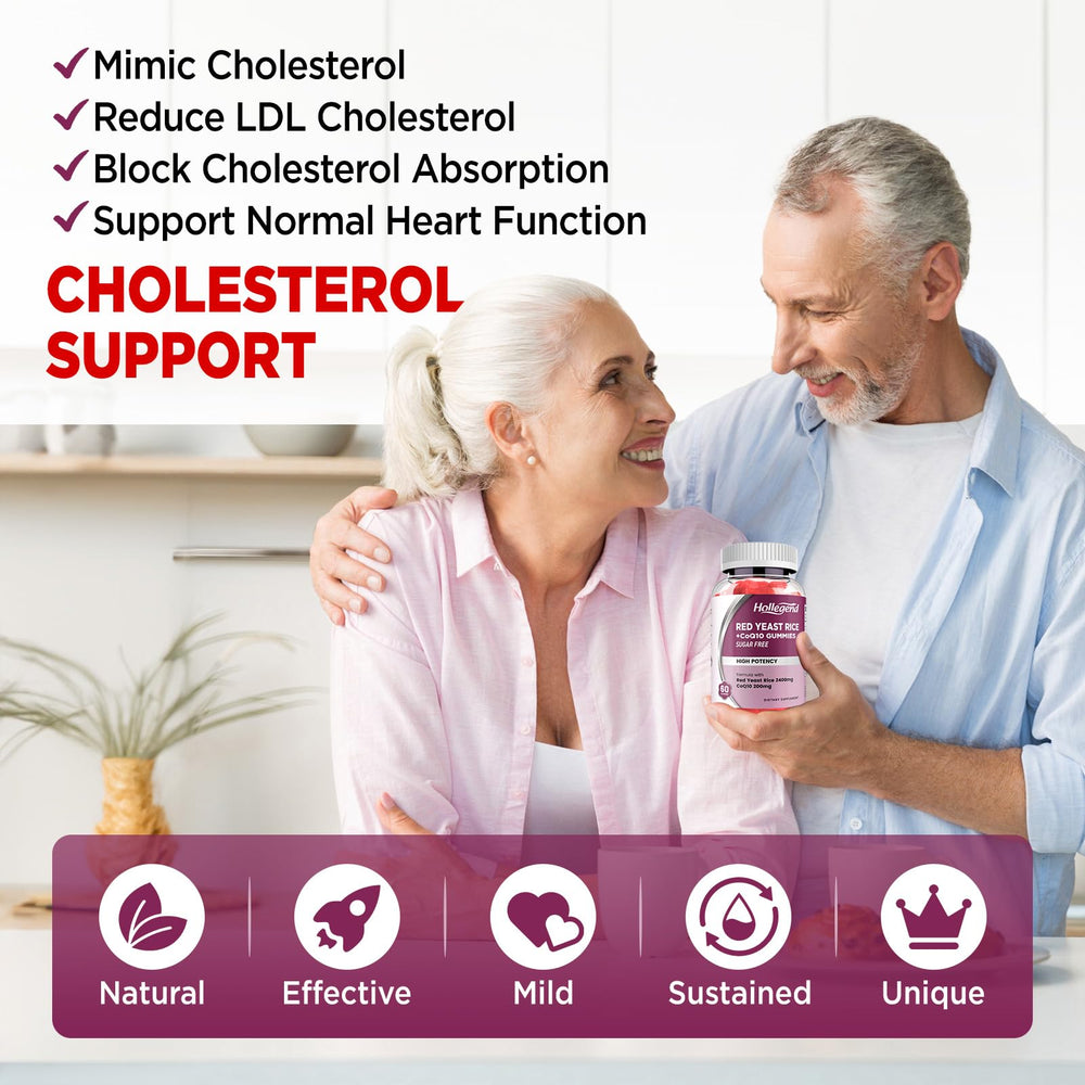 HOLLEGEND bottle with ingredient panel highlighting CoQ10 200mg