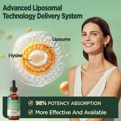 HOLLEGEND vitamin-lysine blend bottle close-up highlighting C, B6, D3, zinc.