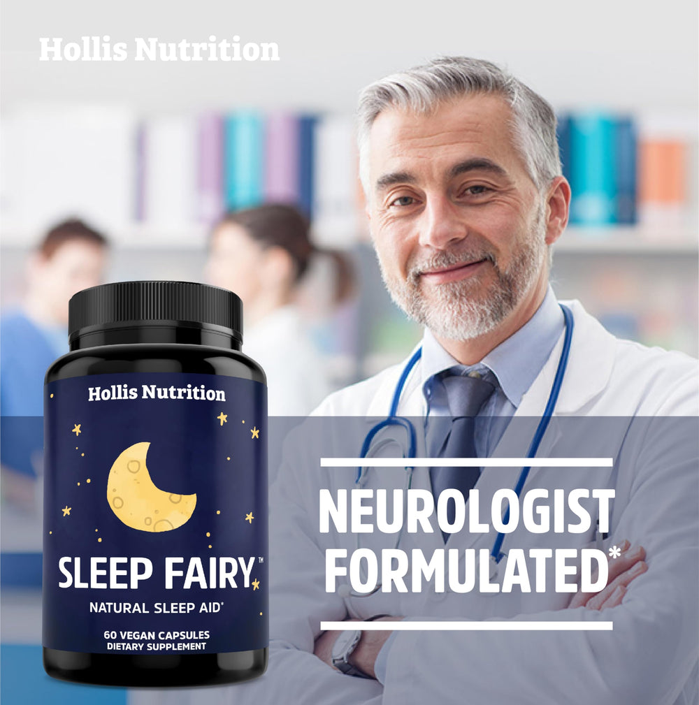 Sleep Fairy label front conveys USA-made, vegan sleep aid you can trust.