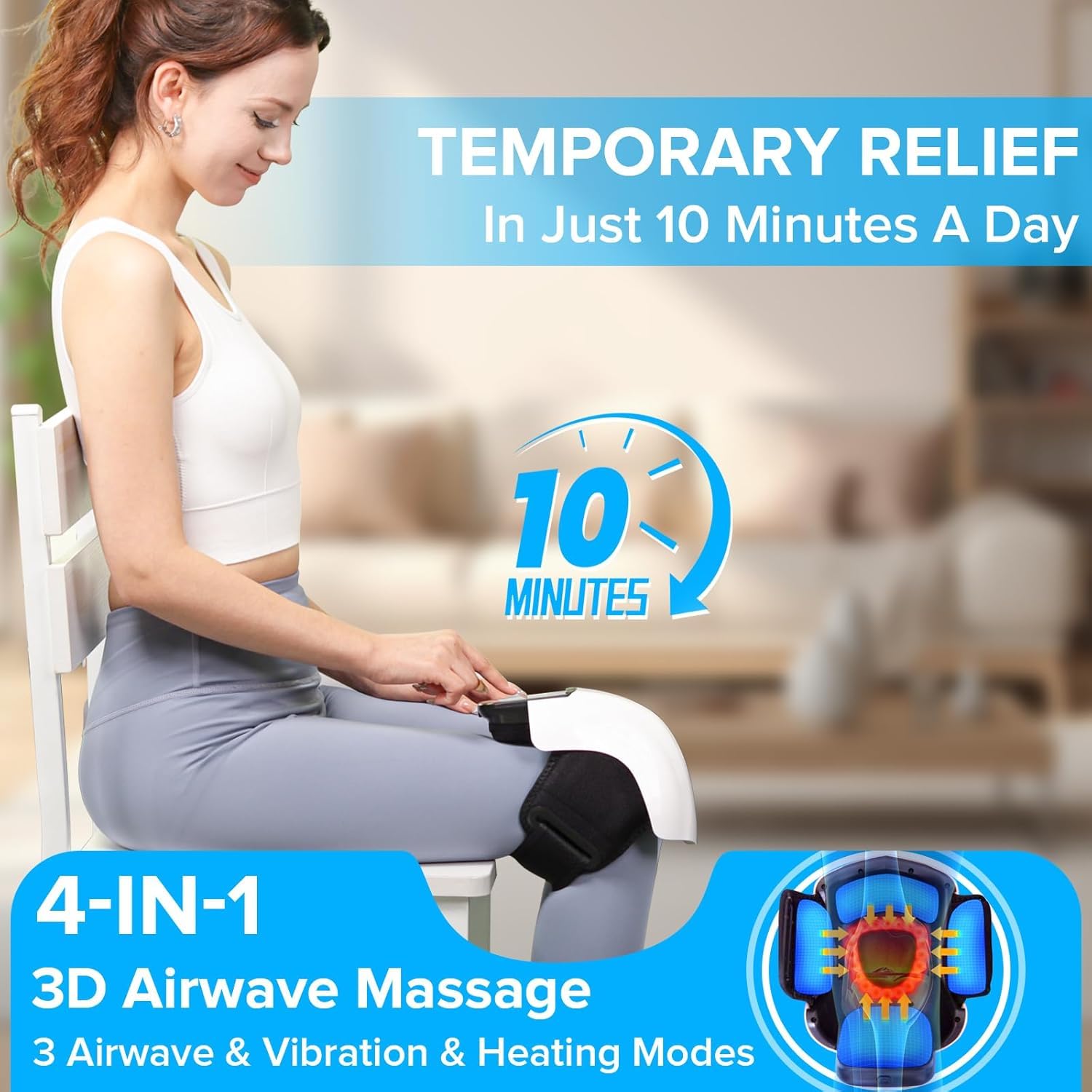 HOLLOII knee massager provides 3D wave massage across the knee