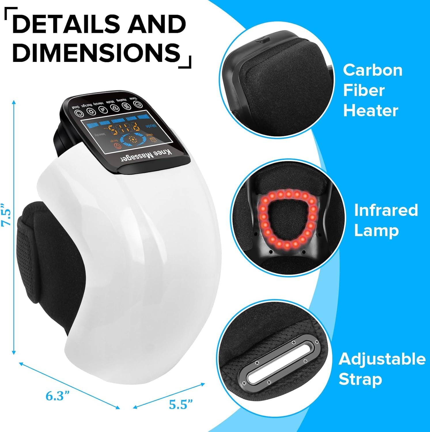 HOLLOII knee massager with adjustable strap for a secure fit