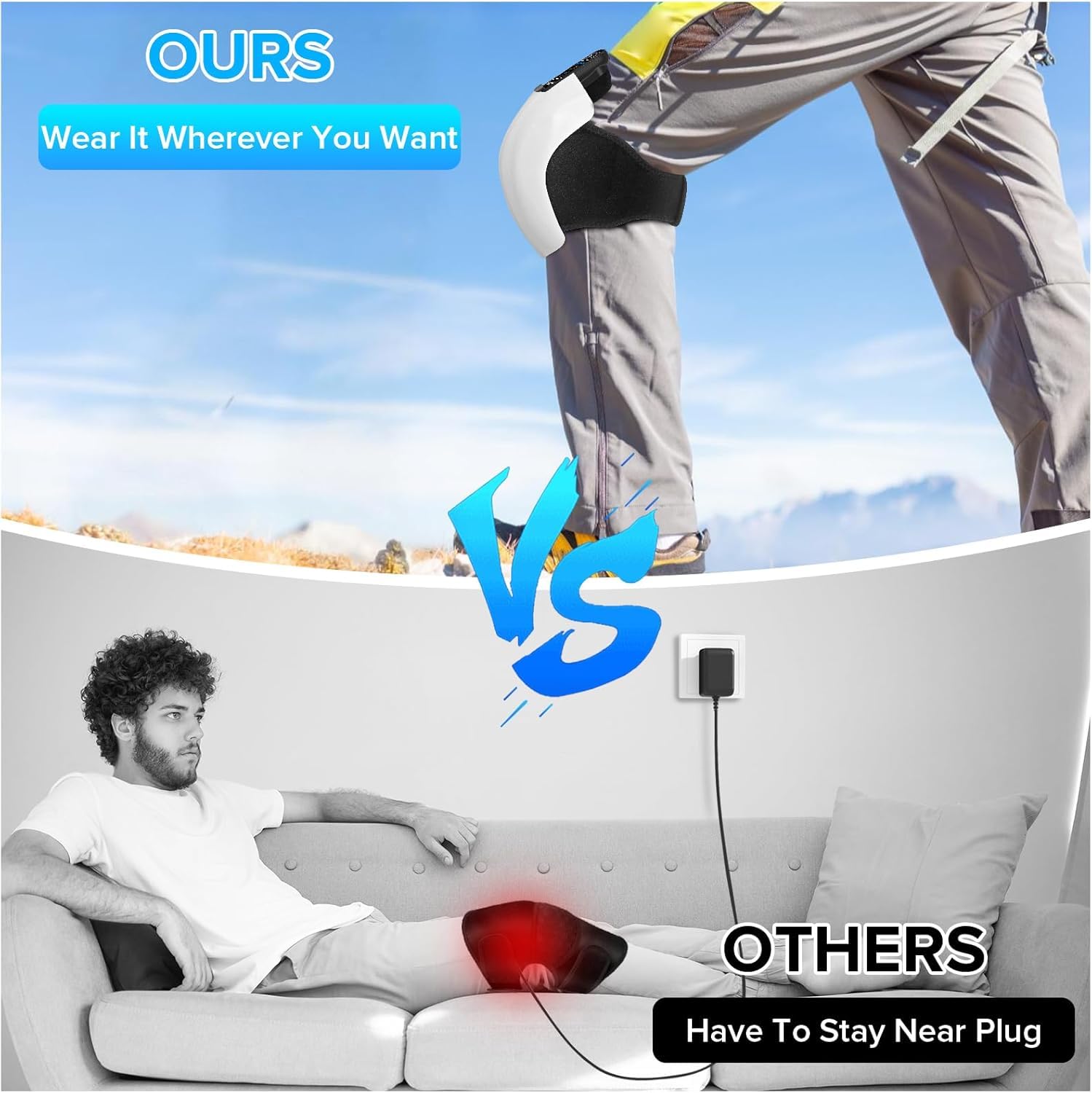 HOLLOII knee massager in cordless portable design for on-the-go recovery