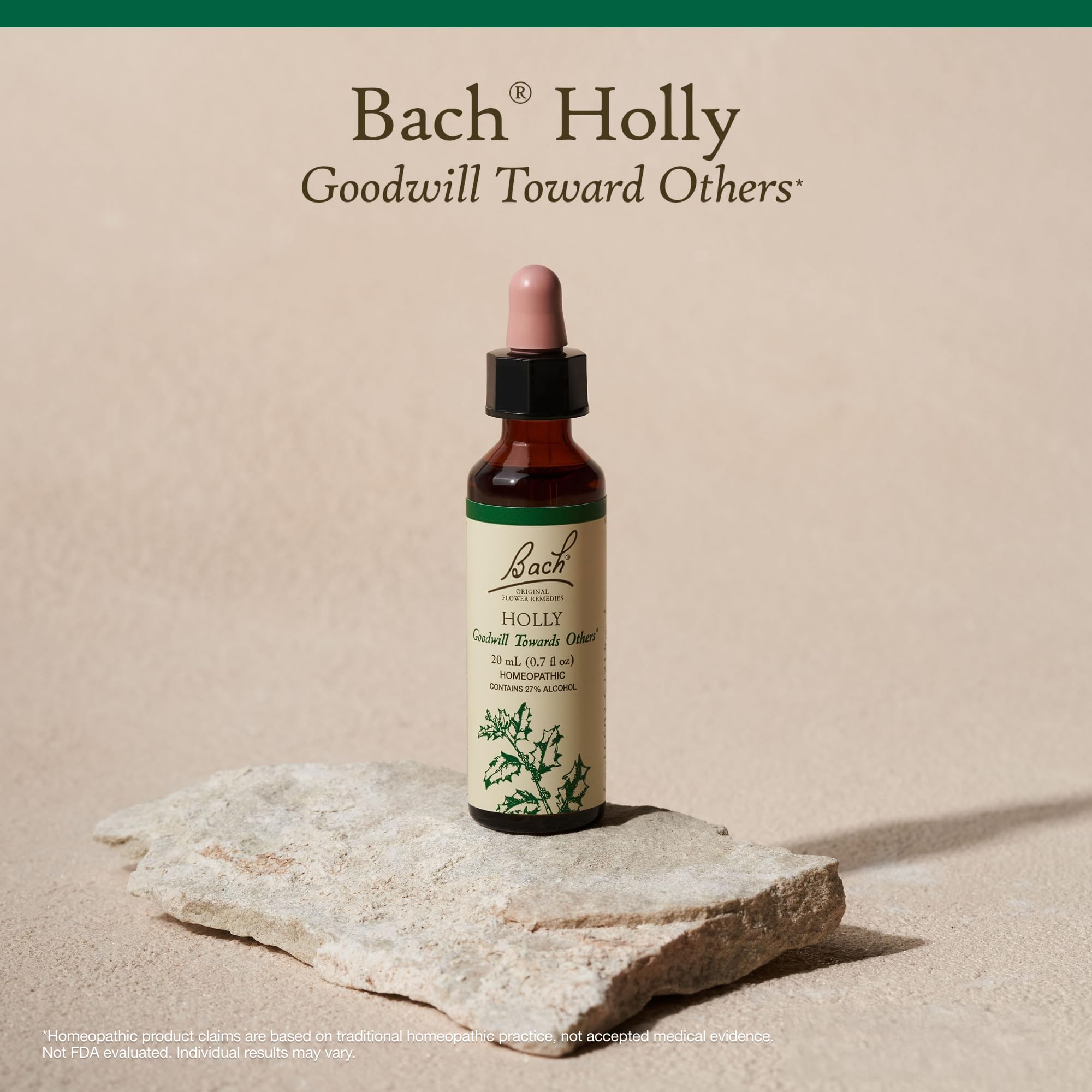 Holly remedy dropper in use for daily routine.