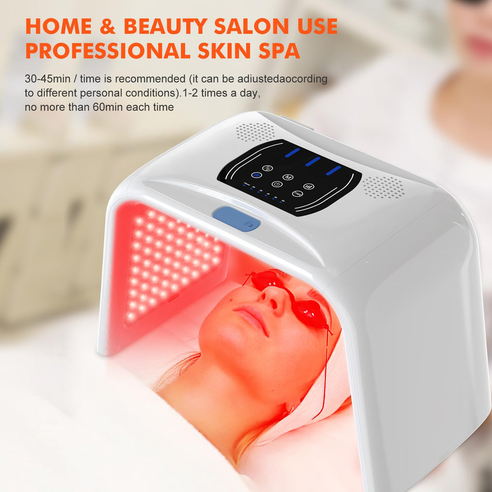 Holsn LED beads (205) provide broad coverage across facial areas