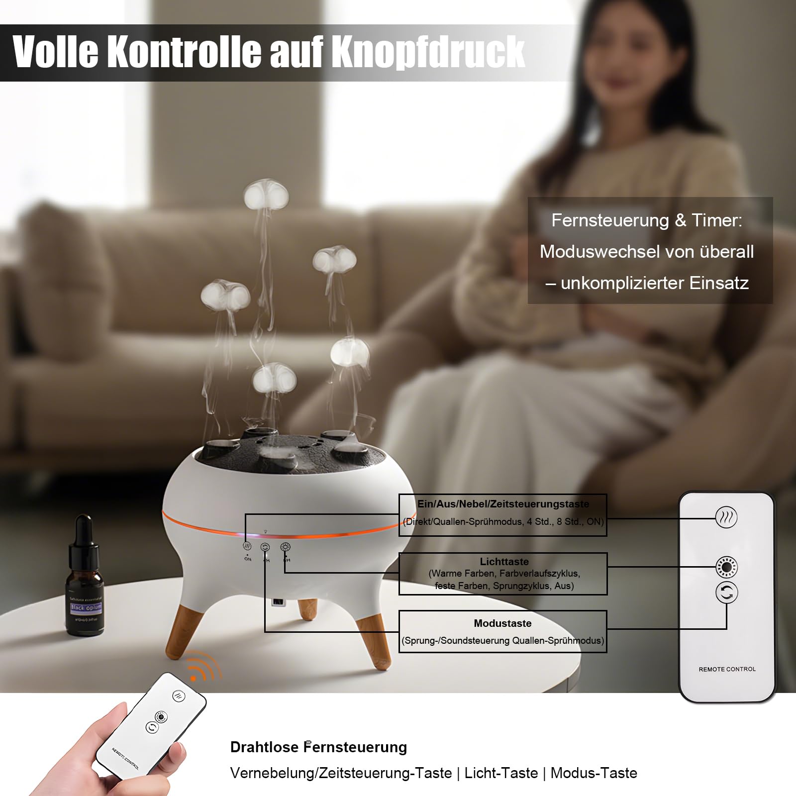 Holwim ultra-quiet ultrasonic diffuser runs quietly for sleep and work